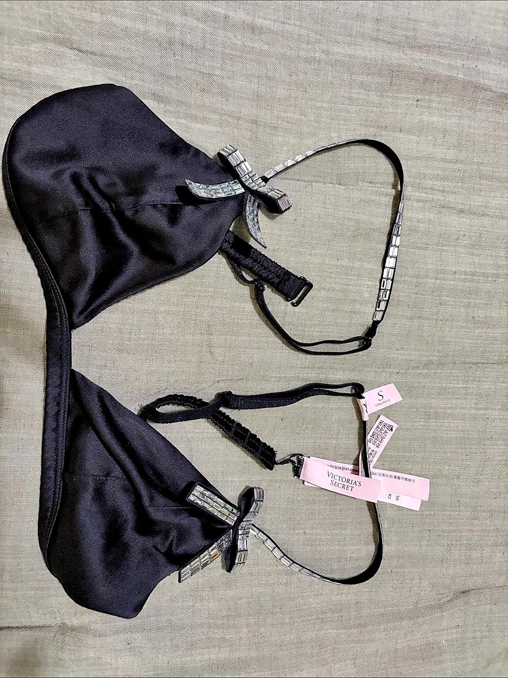 Victoria'Small Secret Very Sexy Sparkle Crystal Bow Triangle Bra Bikini Top